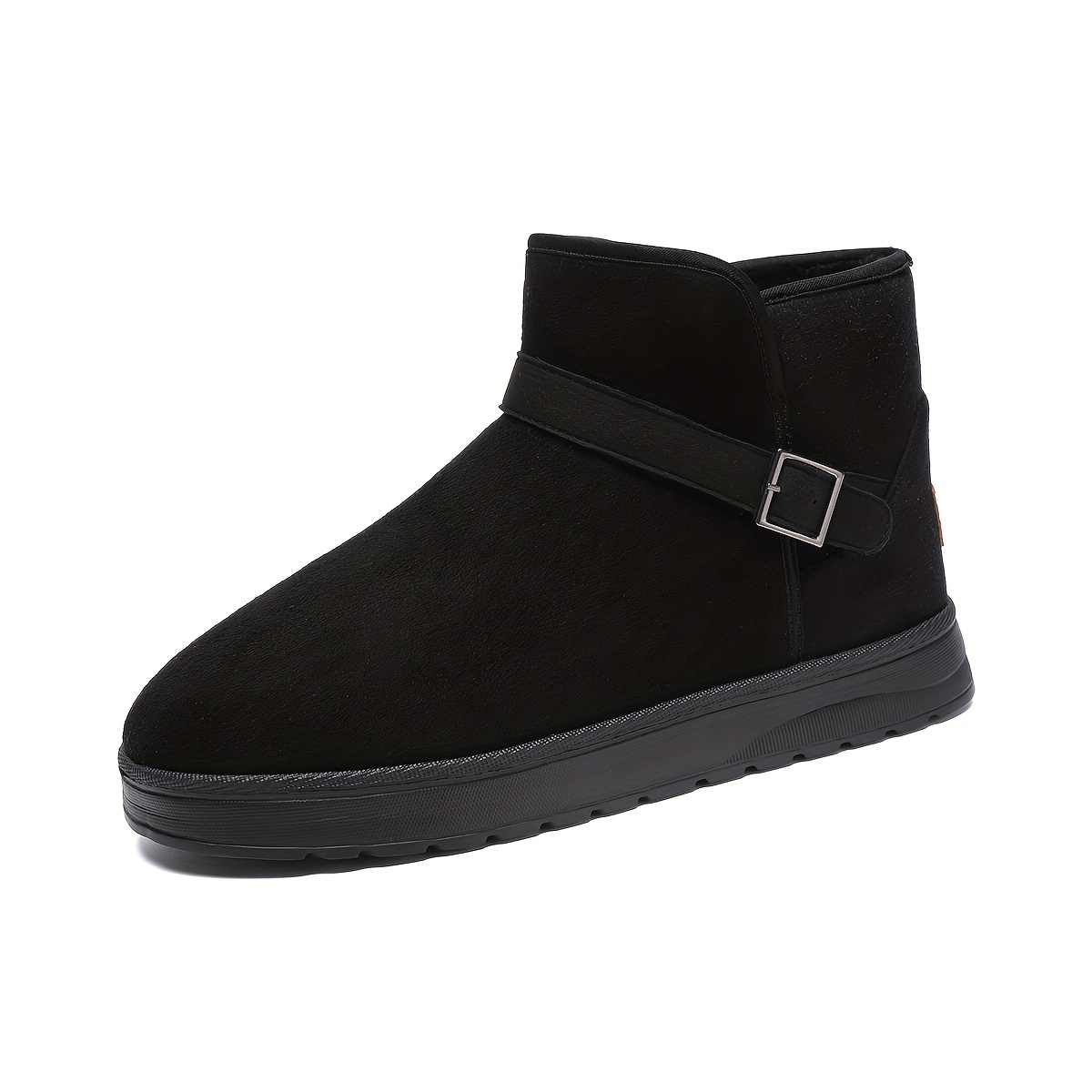 mens slip resistant snow boots buckle design winter thermal shoes windproof boots with faux fur lining details 5