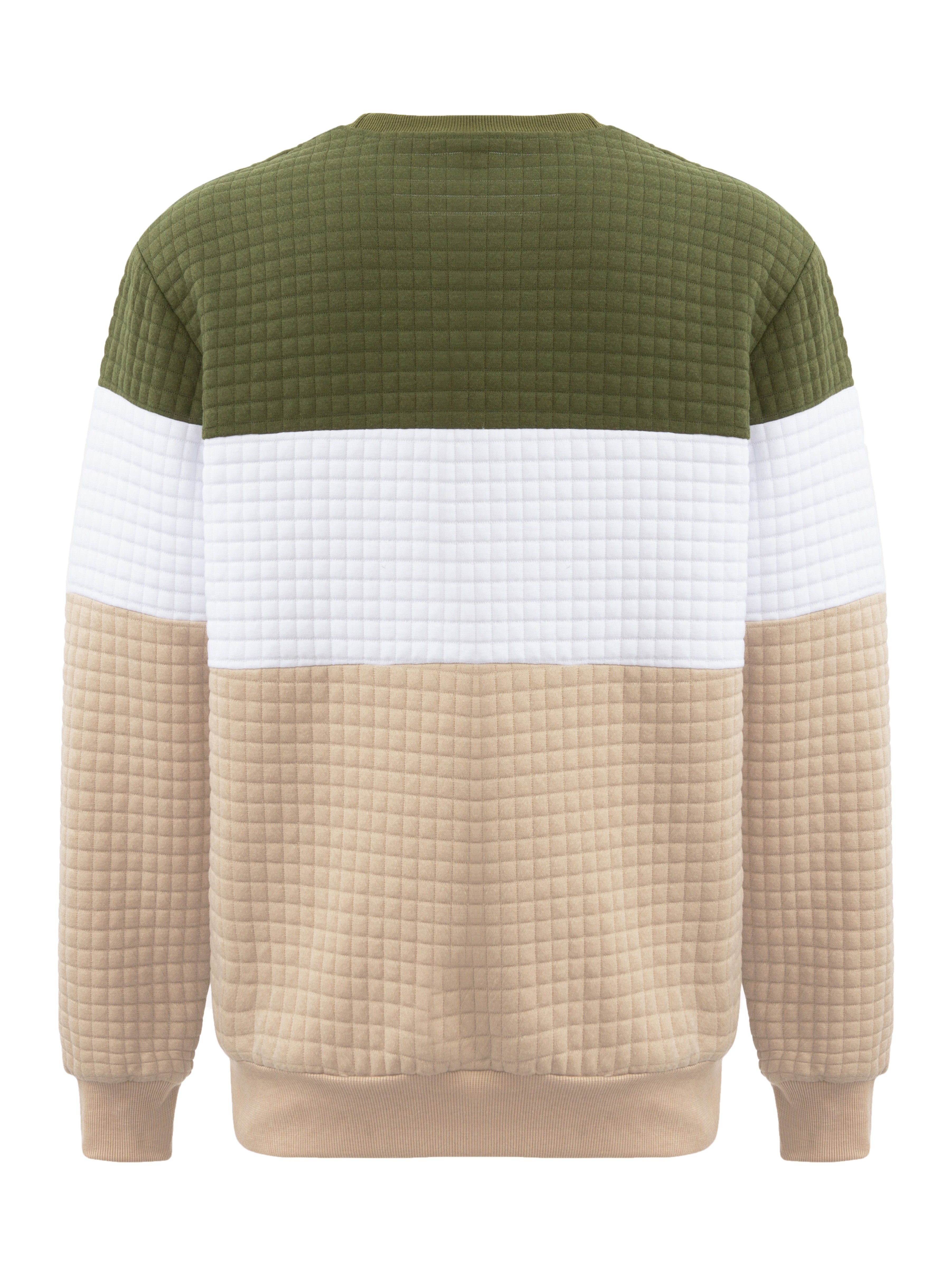 waffle color block trendy sweatshirt mens casual crew neck pullover sweatshirt for men fall winter details 4